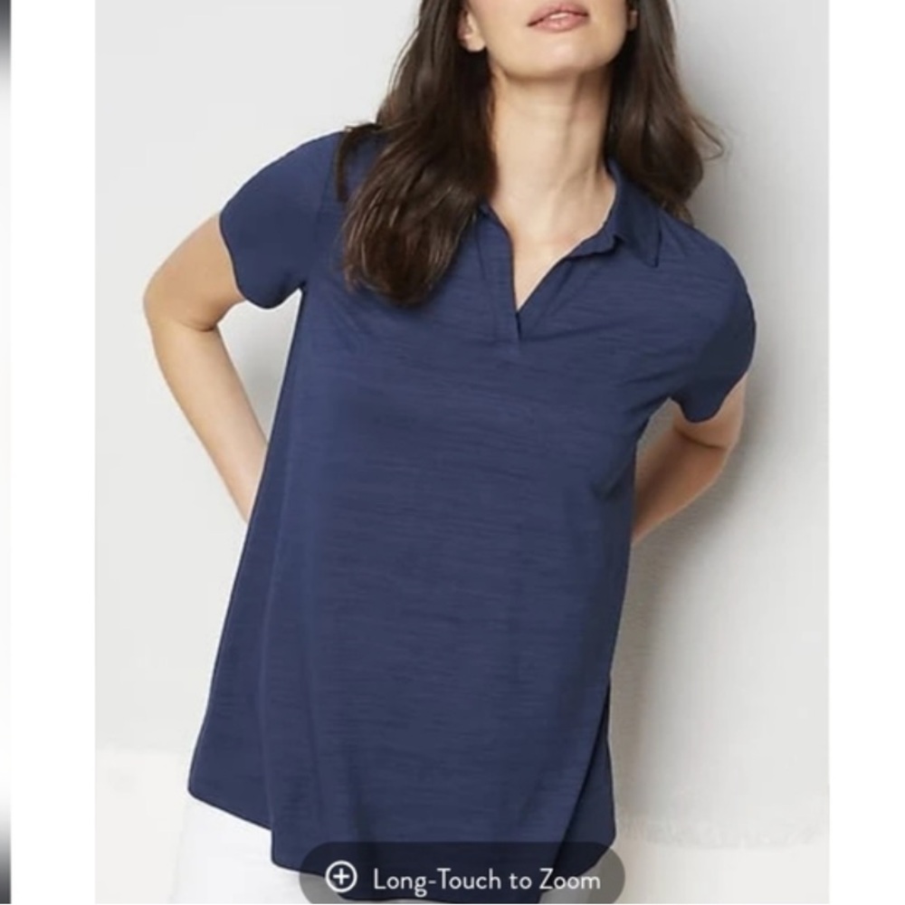 J. Jill Wearever Modern Polo Short Sleeve Shirt in Nightfall Color, Size L, NWT